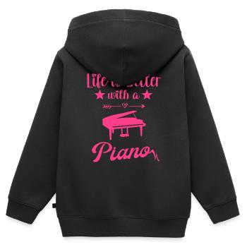 Klavierspieler Pianist Klavier - Kinder Premium Organic Zip Hoodie - Schwarz - Hinten - AI Model Kid Male (0cm)