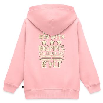 Cornemuse Kilt Écossais Beat Cornemuse - Sweat Premium à capuche zippé enfant bio - rose - Dos - AI Model Kid Female (0cm)