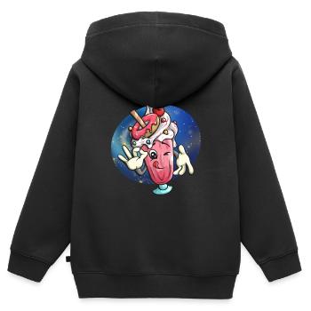Milkshake Boisson au lait Cadeau au lait - Sweat Premium à capuche zippé enfant bio - noir - Dos - AI Model Kid Male (0cm)