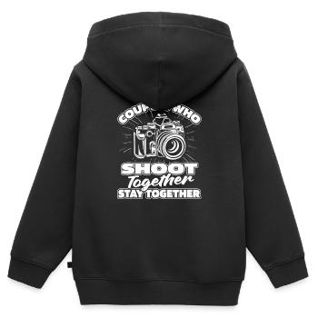 Kameramann Paar - Kinder Premium Organic Zip Hoodie - Schwarz - Hinten - AI Model Kid Male (0cm)