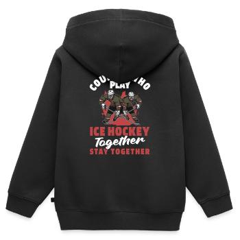 Eishockey Paar - Kinder Premium Organic Zip Hoodie - Schwarz - Hinten - AI Model Kid Male (0cm)
