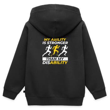 La capacité est plus paralympique - Sweat Premium à capuche zippé enfant bio - noir - Dos - AI Model Kid Male (0cm)
