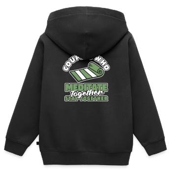 Méditation Méditer Couple - Sweat Premium à capuche zippé enfant bio - noir - Dos - AI Model Kid Male (0cm)