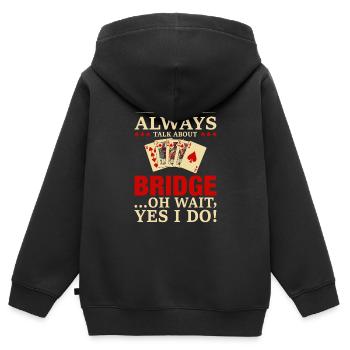Jeu de cartes de bridge Love Bridge Player Jeu de - Sweat Premium à capuche zippé enfant bio - noir - Dos - AI Model Kid Male (0cm)