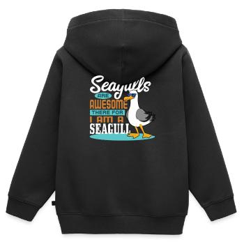 Mouette - Sweat Premium à capuche zippé enfant bio - noir - Dos - AI Model Kid Male (0cm)