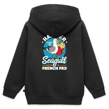 Mouette - Sweat Premium à capuche zippé enfant bio - noir - Dos - AI Model Kid Male (0cm)