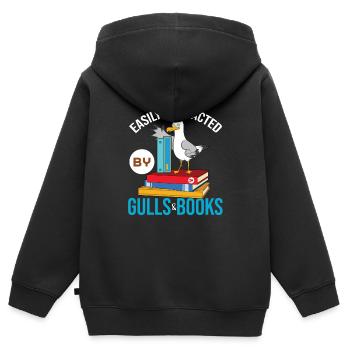 Mouette - Sweat Premium à capuche zippé enfant bio - noir - Dos - AI Model Kid Male (0cm)