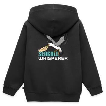 Mouette - Sweat Premium à capuche zippé enfant bio - noir - Dos - AI Model Kid Male (0cm)