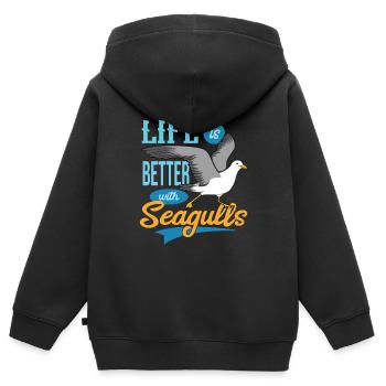Seagull - Kids Premium Organic Zip-up Hoodie - black - Back - AI Model Kid Male (0cm)