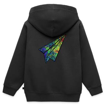 Avions en papier colorés - Sweat Premium à capuche zippé enfant bio - noir - Dos - AI Model Kid Male (0cm)