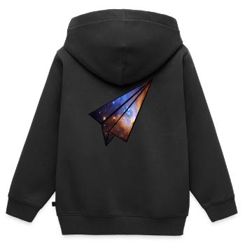 Papierflieger Universum - Kinder Premium Organic Zip Hoodie - Schwarz - Hinten - AI Model Kid Male (0cm)