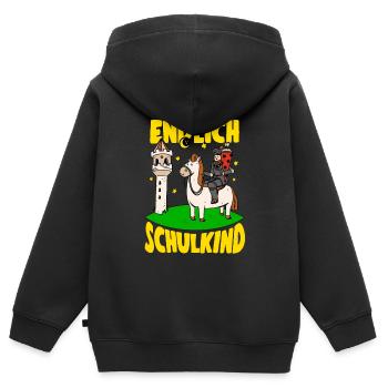 Ritter Schultüte Schulkind Junge Einschulung Idee - Kinder Premium Organic Zip Hoodie - Schwarz - Hinten - AI Model Kid Male (0cm)