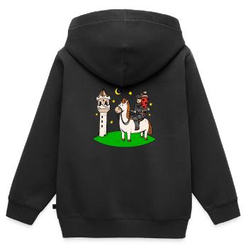 Schulkind Junge Einschulung Idee Ritter Schultüte - Kinder Premium Organic Zip Hoodie - Schwarz - Hinten - AI Model Kid Male (0cm)