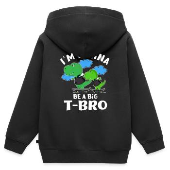Gonna Be A Big Brother Dino Birth AnnouncementBaby - Kinder Premium Organic Zip Hoodie - Schwarz - Hinten - AI Model Kid Male (0cm)