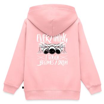 Everything I Touch Becomes A Drum 5 - Kinder Premium Organic Zip Hoodie - Rosa - Hinten - AI Model Kid Female (0cm)
