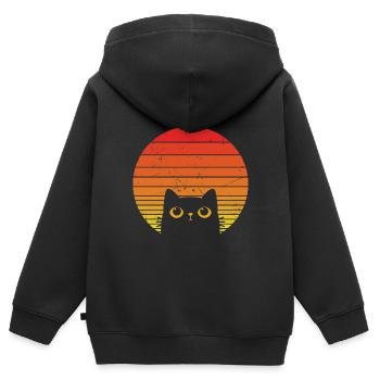 Espions de chats rétro - Sweat Premium à capuche zippé enfant bio - noir - Dos - AI Model Kid Male (0cm)