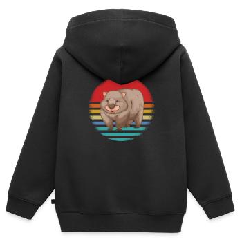 Wombats Wombat Australisches Tier Geschenk - Kinder Premium Organic Zip Hoodie - Schwarz - Hinten - AI Model Kid Male (0cm)
