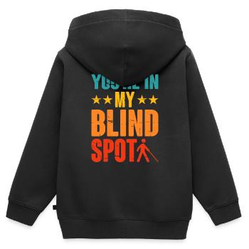 Tu es dans mon angle mort 5 - Sweat Premium à capuche zippé enfant bio - noir - Dos - AI Model Kid Male (0cm)