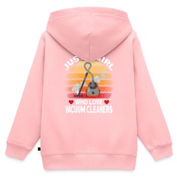 Aspirateur Nettoyant Personne Cadeau - Sweat Premium à capuche zippé enfant bio - rose - Dos - AI Model Kid Female (0cm)