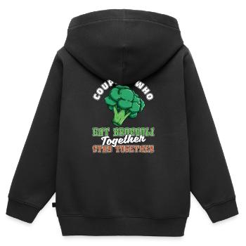 Paire de brocoli - Sweat Premium à capuche zippé enfant bio - noir - Dos - AI Model Kid Male (0cm)