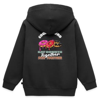 Donut Paar - Kinder Premium Organic Zip Hoodie - Schwarz - Hinten - AI Model Kid Male (0cm)