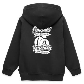 Paire de prunes - Sweat Premium à capuche zippé enfant bio - noir - Dos - AI Model Kid Male (0cm)