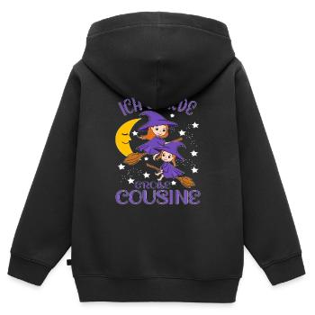 Cousine Ich werde große Cousine Cousinen Hexen - Kinder Premium Organic Zip Hoodie - Schwarz - Hinten - AI Model Kid Male (0cm)