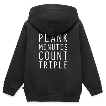 Plank Minutes Count Triple - Kinder Premium Organic Zip Hoodie - Schwarz - Hinten - AI Model Kid Male (0cm)