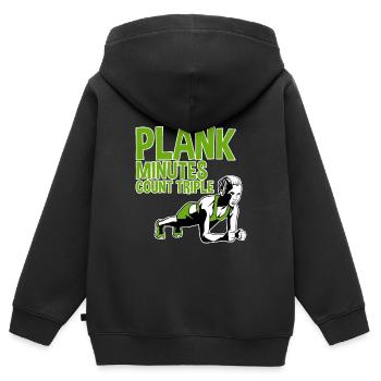 Plank Minutes Count Triple 2 - Kinder Premium Organic Zip Hoodie - Schwarz - Hinten - AI Model Kid Male (0cm)