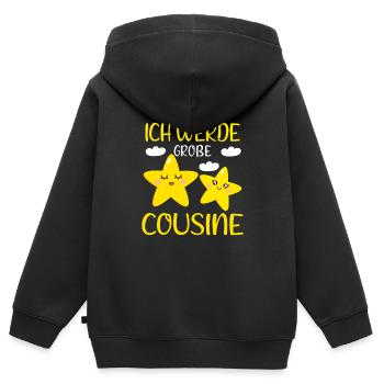 Große Cousine verkünden Sterne Bald Große Cousine - Kinder Premium Organic Zip Hoodie - Schwarz - Hinten - AI Model Kid Male (0cm)