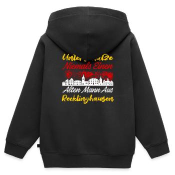 Unterschätze Niemals Einen Alten Mann Aus Reckling - Kinder Premium Organic Zip Hoodie - Schwarz - Hinten - AI Model Kid Male (0cm)
