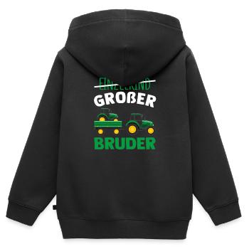 Großer Bruder 2023 Traktor Schwangerschaft - Kinder Premium Organic Zip Hoodie - Schwarz - Hinten - AI Model Kid Male (0cm)