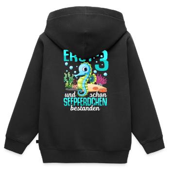 Seepferdchen Abzeichen Seepferdchen bestanden - Kinder Premium Organic Zip Hoodie - Schwarz - Hinten - AI Model Kid Male (0cm)