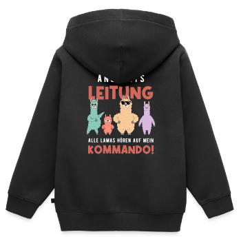 Anstaltsleitung Alle Lamas Hören Auf Mein Kommando - Kinder Premium Organic Zip Hoodie - Schwarz - Hinten - AI Model Kid Male (0cm)