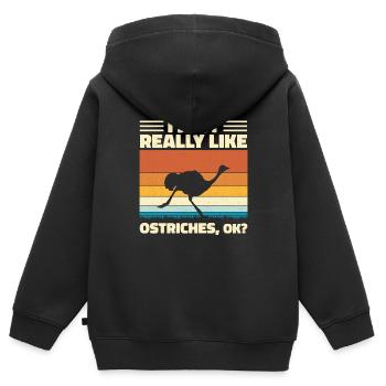 Strauß - Kinder Premium Organic Zip Hoodie - Schwarz - Hinten - AI Model Kid Male (0cm)