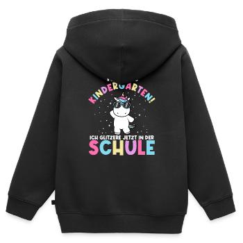Tschüss Kindergarten! Ich glitzer jetzt in der - Kinder Premium Organic Zip Hoodie - Schwarz - Hinten - AI Model Kid Male (0cm)