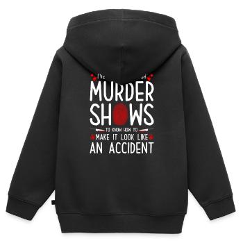 J’ai regardé assez d’émissions de meurtre, Murderino True - Sweat Premium à capuche zippé enfant bio - noir - Dos - AI Model Kid Male (0cm)