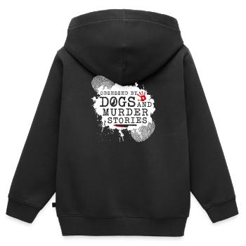 True Crime Obsédé Dogs et histoires de meurtre, - Sweat Premium à capuche zippé enfant bio - noir - Dos - AI Model Kid Male (0cm)