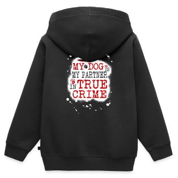 My Dog is my Partner in True Crime, Murderino - Kinder Premium Organic Zip Hoodie - Schwarz - Hinten - AI Model Kid Male (0cm)