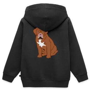 Bordeaux Grand Dague Chien Chien Amoureux Cadeau - Sweat Premium à capuche zippé enfant bio - noir - Dos - AI Model Kid Male (0cm)