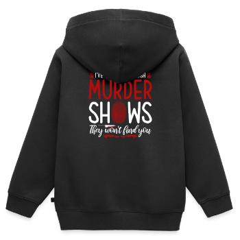 True Crime Murder Show Quote,They Wont Find You, - Kinder Premium Organic Zip Hoodie - Schwarz - Hinten - AI Model Kid Male (0cm)