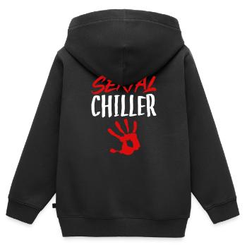 True Crime Serial Chiller, Halloween Murderino - Kinder Premium Organic Zip Hoodie - Schwarz - Hinten - AI Model Kid Male (0cm)
