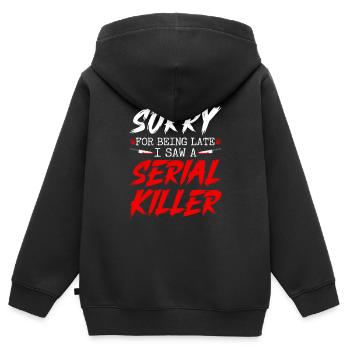 I Saw A Serial Killer, Halloween Party True Crime - Kinder Premium Organic Zip Hoodie - Schwarz - Hinten - AI Model Kid Male (0cm)