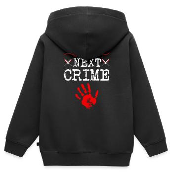 True Crime Murder Show Quote, See ya Next Crime, - Kinder Premium Organic Zip Hoodie - Schwarz - Hinten - AI Model Kid Male (0cm)