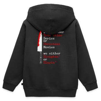 True Crime Series or Christmas Movies Sleighin Or - Kinder Premium Organic Zip Hoodie - Schwarz - Hinten - AI Model Kid Male (0cm)
