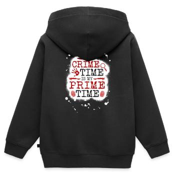 Crime Time Is My Prime Time, True Crime Murderino - Sweat Premium à capuche zippé enfant bio - noir - Dos - AI Model Kid Male (0cm)