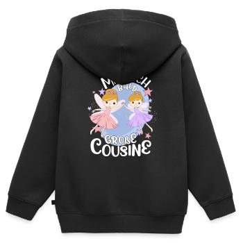 Große Cousine verkünden Bald Große Cousine - Kinder Premium Organic Zip Hoodie - Schwarz - Hinten - AI Model Kid Male (0cm)