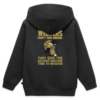 Les soudeurs ne prennent pas de pauses 2 - Sweat Premium à capuche zippé enfant bio - noir - Dos - AI Model Kid Male (0cm)