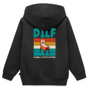 Flipper Arcade Spiel Retro Vintage Pinball Maschin - Kinder Premium Organic Zip Hoodie - Schwarz - Hinten - AI Model Kid Male (0cm)
