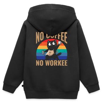Pas de café, pas de workee - Sweat Premium à capuche zippé enfant bio - noir - Dos - AI Model Kid Male (0cm)